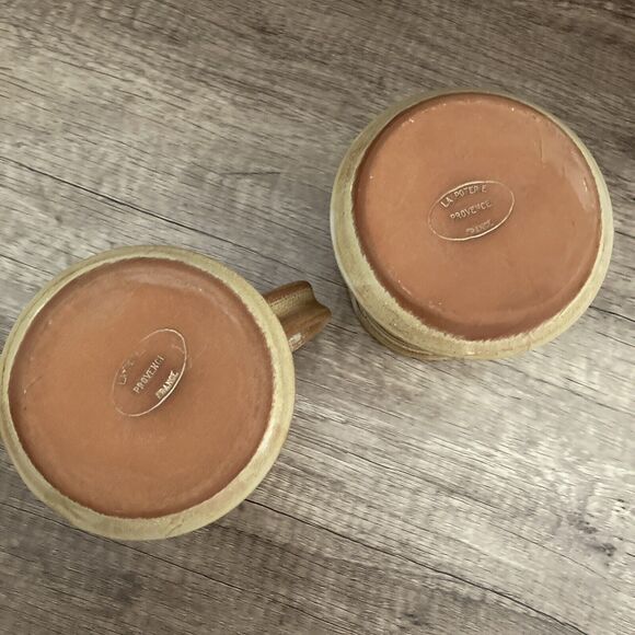 2 Vintage La Poterie Mugs Provence France Art Pottery Gassin Fruit - Picture 7 of 11